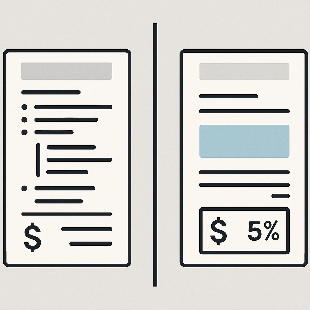 An illustration showing a split-screen comparison of a detailed Bill of Quantities (hierarchical structure with item rat...