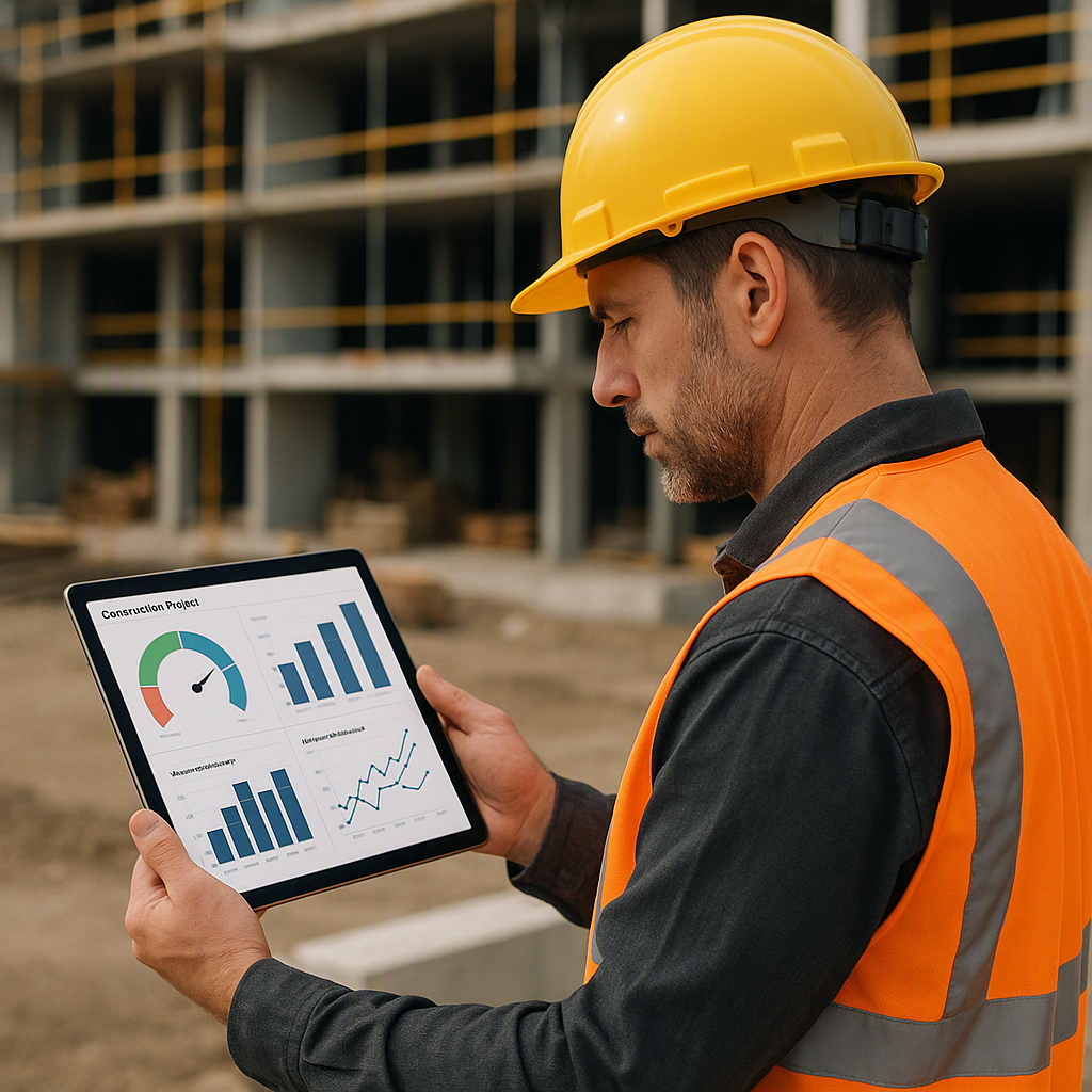 A detailed construction project dashboard showing BOQ margins, cost tracking, and profitability analysis, with a contrac...