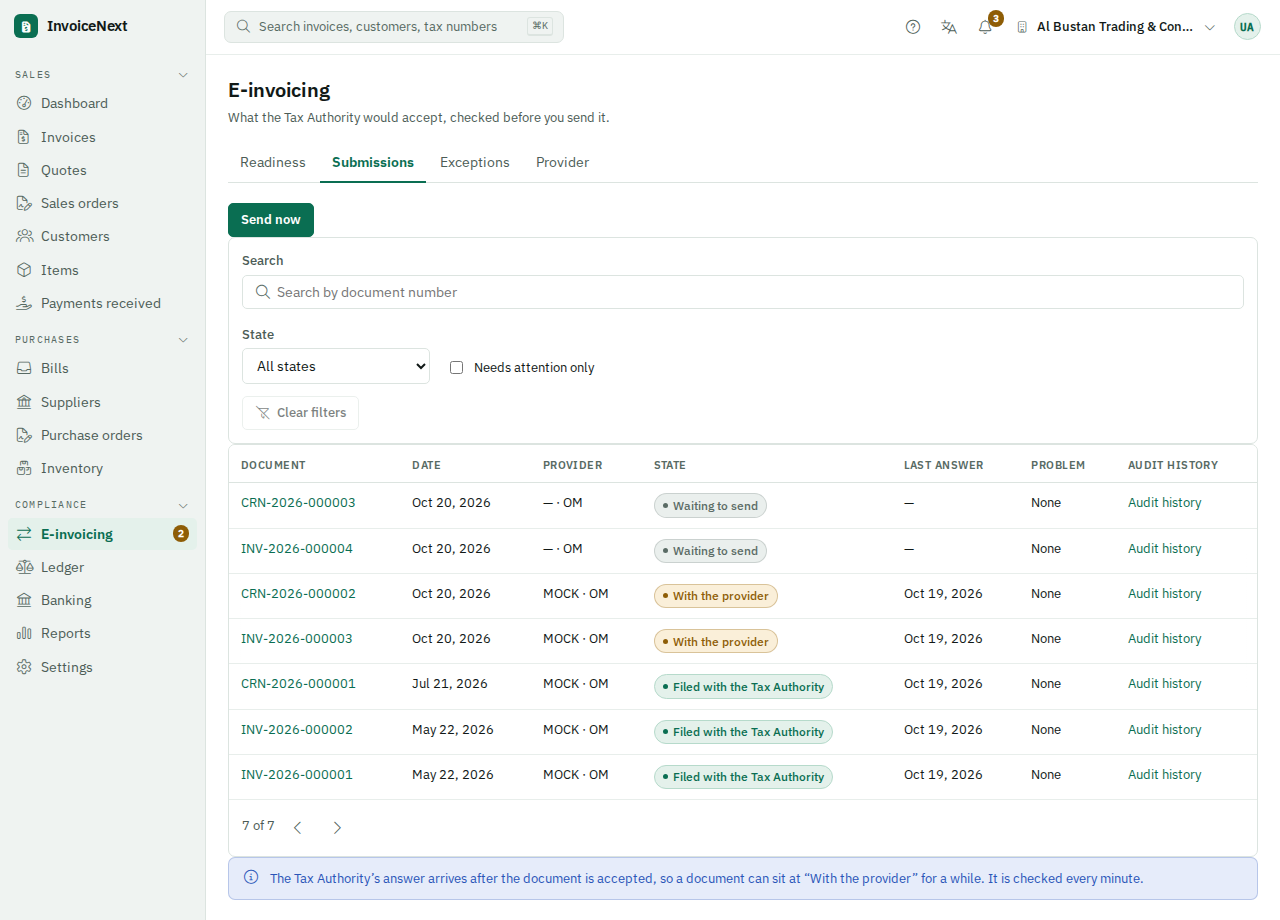 InvoiceNext Follow the document journey. Demonstration workspace with sample data.